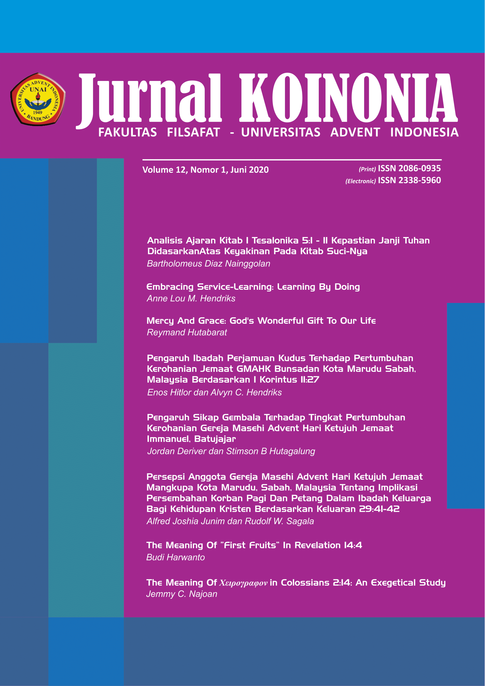 					View Vol. 12 No. 1 (2020): KOINONIA: Juni 2020
				