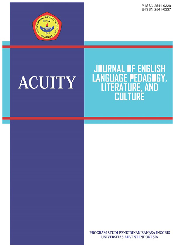 					View Vol. 5 No. 1 (2020): Acuity: Journal of English Langauge Pedagogy, Literature & Culture
				