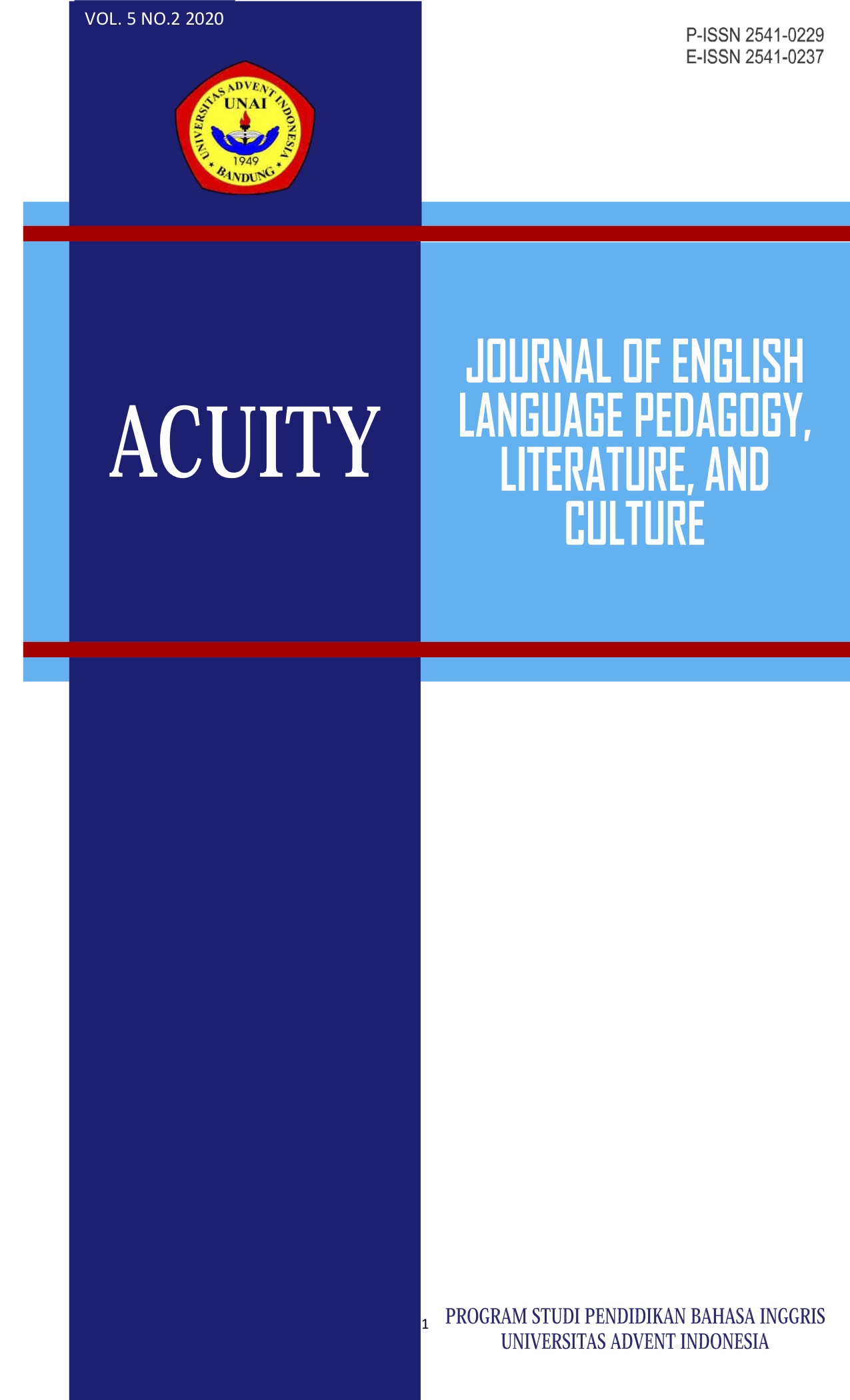 					View Vol. 5 No. 2 (2020): Acuity: Journal of English Langauge Pedagogy, Literature & Culture
				