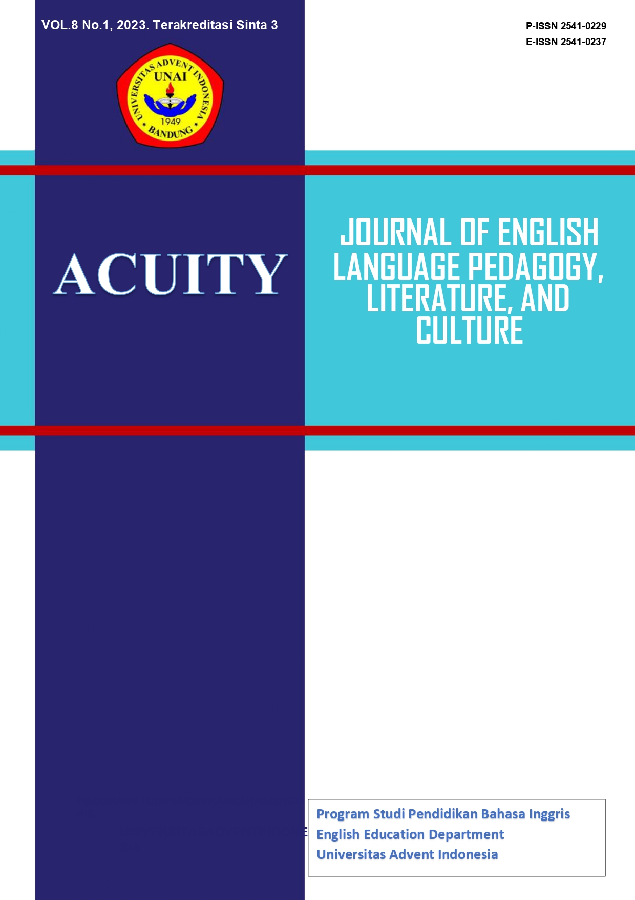 					View Vol. 8 No. 1 (2023): Acuity: Journal of English Language Pedagogy, Literature and Culture
				