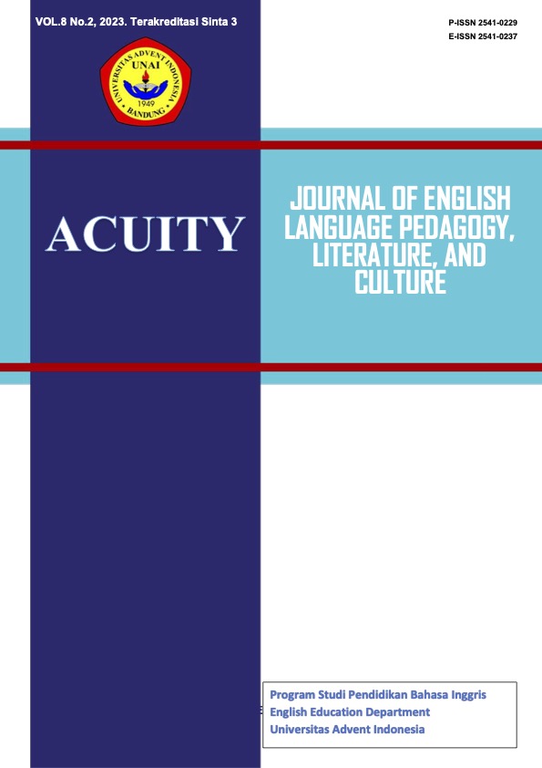 					View Vol. 8 No. 2 (2023): Acuity: Journal of English Language Pedagogy, Literature and Culture
				