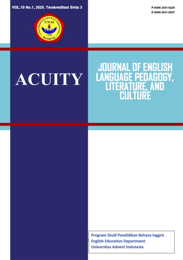 					View Vol. 10 No. 1 (2025): Acuity: Journal of English Language Pedagogy, Literature and Culture
				